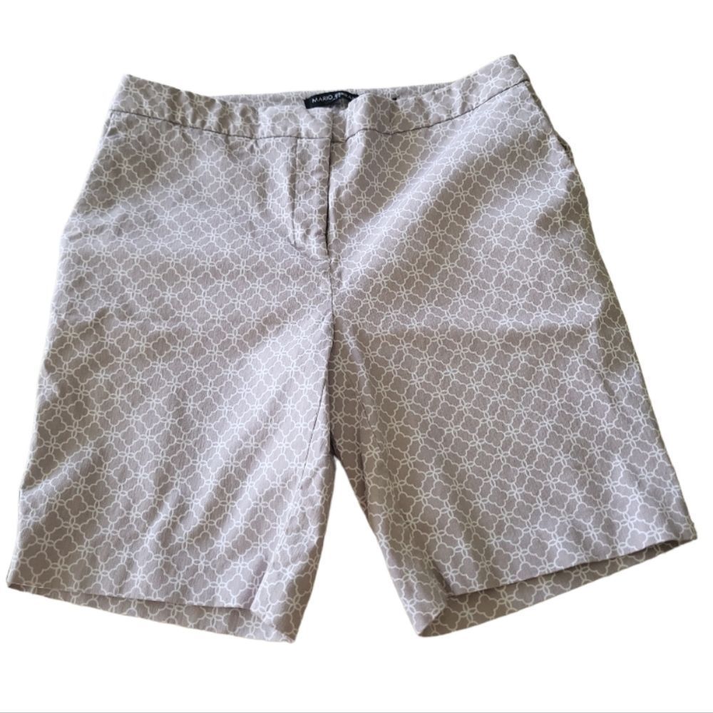 MARIO SERRANI Grey White Geometric Bermuda Shorts Size 6